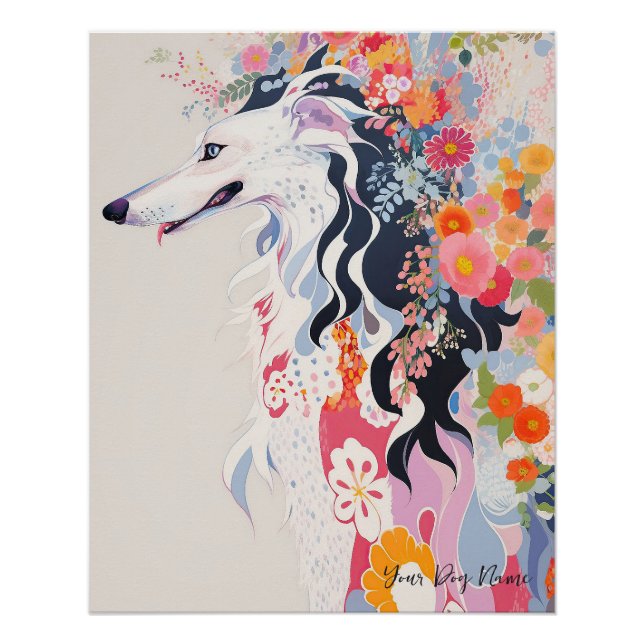 Borzoi Dog and Flowers  005 - Tailor jewel Poster (Front)