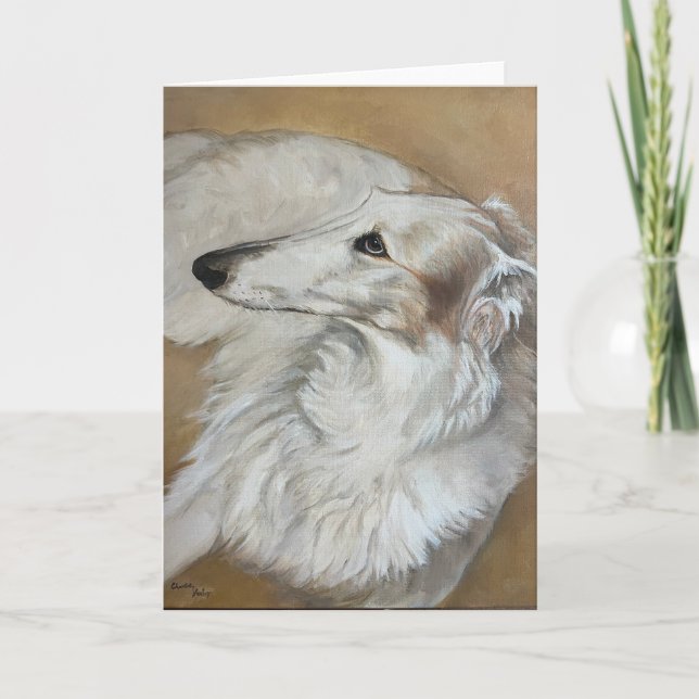 Borzoi Dog Art Greeting Card  (Front)