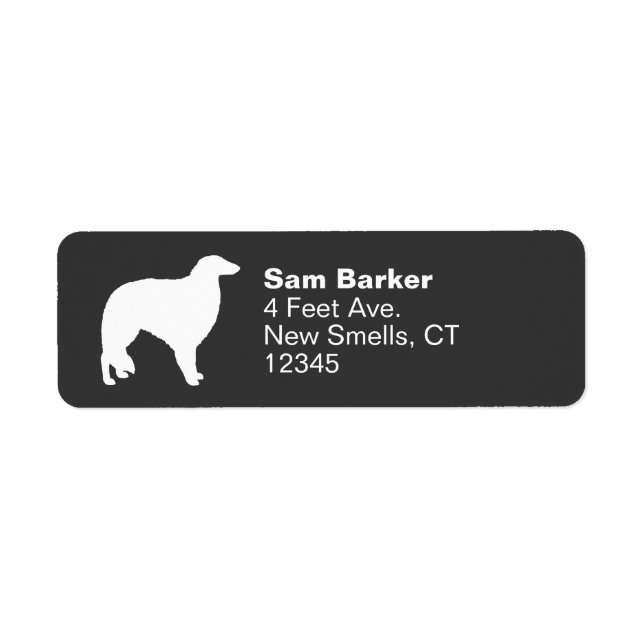 Borzoi Dog Breed Silhouette Return Address Labels (Front)