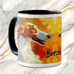 Borzoi Dog Impressionistic Paint Mug