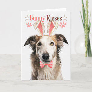 Borzoi Dog in Bunny Ears for Easter Holiday Card