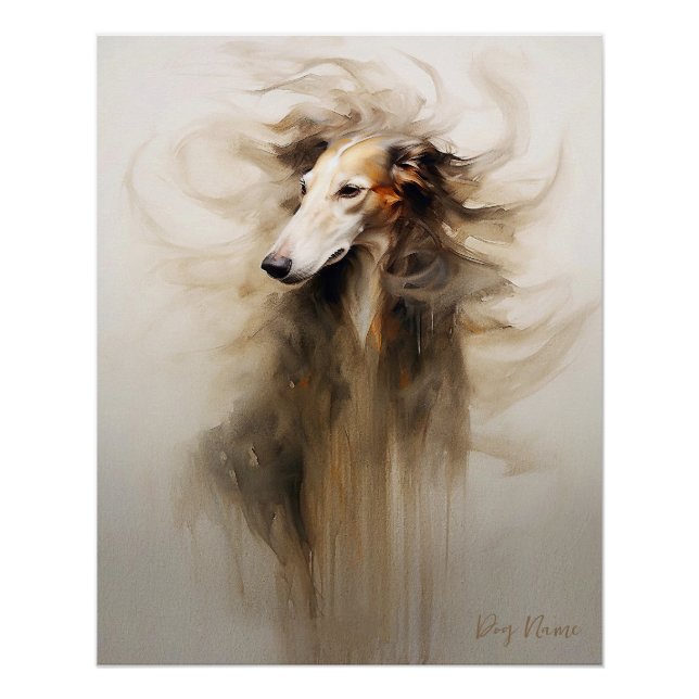 Borzoi dog in the wind 005 - Yacobsen Derosana Poster (Front)