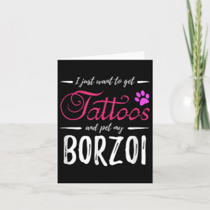 Borzoi Dog Lover Tattoo Funny Dog Mum Gift Idea  Card