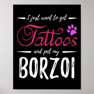 Borzoi Dog Lover Tattoo Funny Dog Mum Gift Idea  Poster