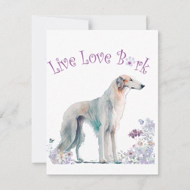 Borzoi Dog Mum Floral Card (Front)