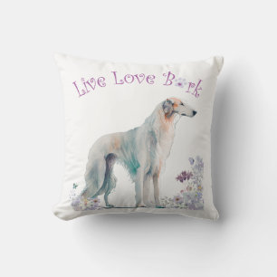 Borzoi Dog Mum Floral Cushion