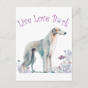Borzoi Dog Mum Floral Postcard