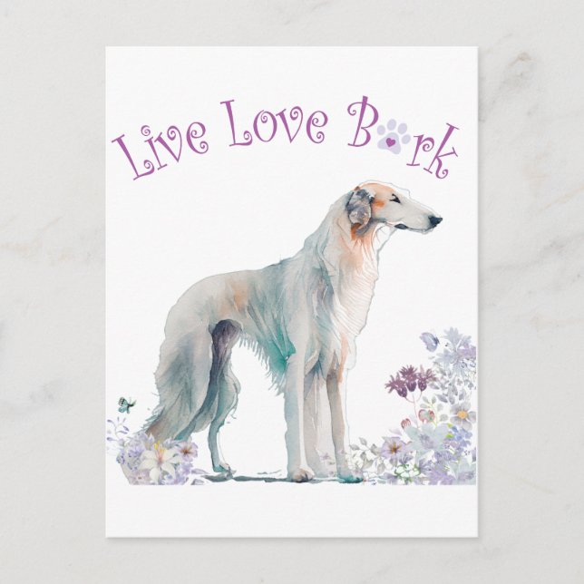 Borzoi Dog Mum Floral Postcard (Front)