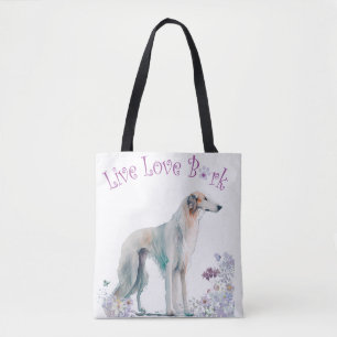 Borzoi Dog Mum Floral Tote Bag