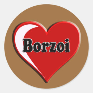 Borzoi Dog on Heart for dog lovers Classic Round Sticker