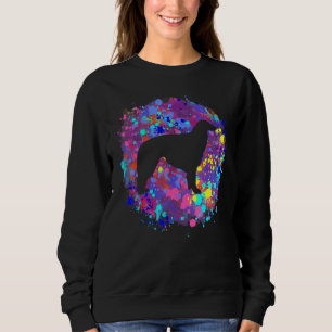 Borzoi Dog Pink Watercolor Splatter Art Love Dogs Sweatshirt