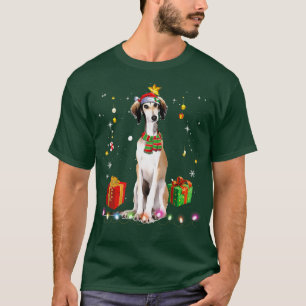Borzoi Dog Santa Funny Christmas Tree Lights Xmas T-Shirt