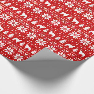 Borzoi Dog Silhouettes Christmas Holiday Red Wrapping Paper