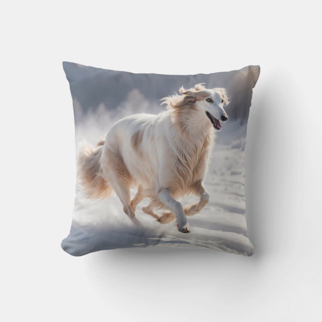 Borzoi Elegant Breed Throw Pillow (Front)