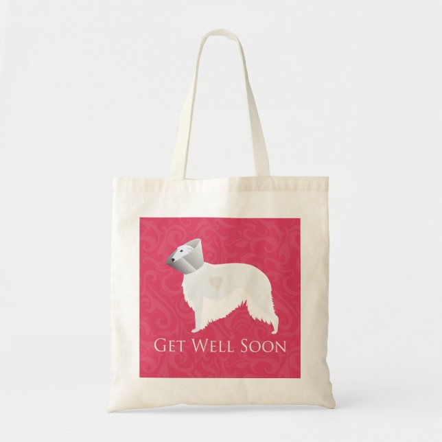 Borzoi Get Well Soon Design Tote Bag (Front)