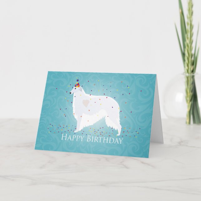Borzoi Happy Birthday Design Card (Front)