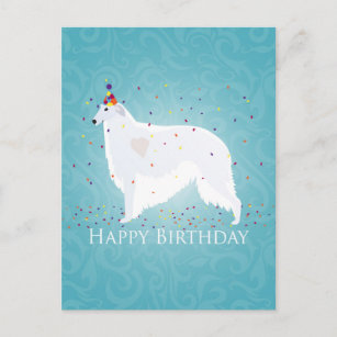 Borzoi Happy Birthday Design Postcard