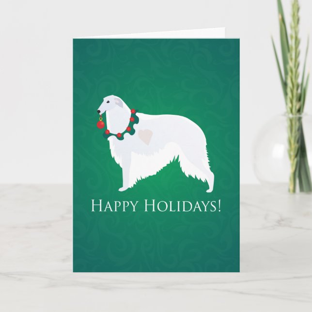 Borzoi Happy Holidays Design Holiday Card (Front)
