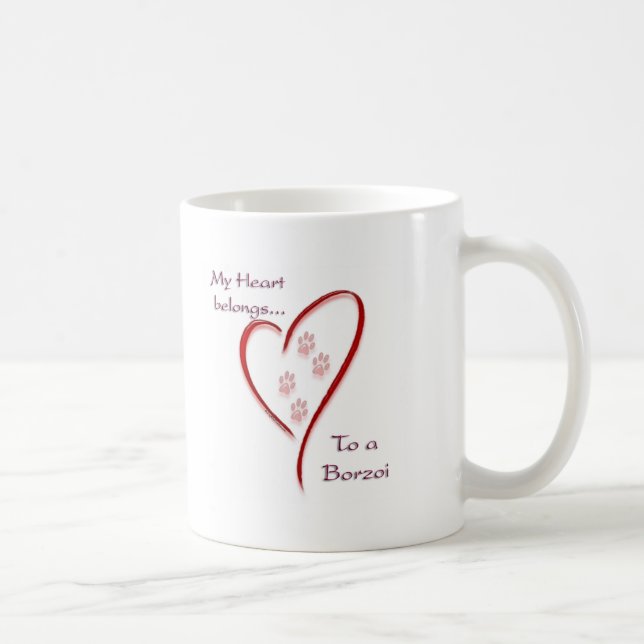 Borzoi Heart Belongs Coffee Mug (Right)