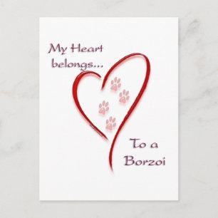 Borzoi Heart Belongs Postcard
