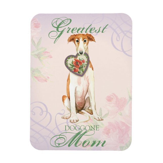 Borzoi Heart Mom Magnet (Vertical)