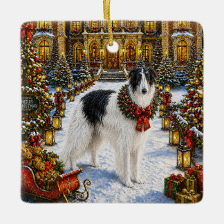 Borzoi Holiday Ceramic Ornament