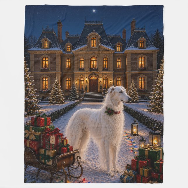 Borzoi Holiday  Fleece Blanket (Front)