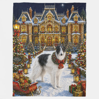 Borzoi Holiday Fleece Blanket