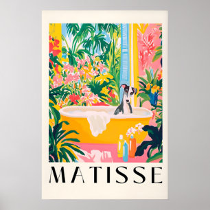 Borzoi in Bathtub Art Print Matisse Style Dog