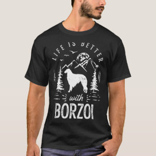 Borzoi Life Better Mum Dad Dog T-Shirt