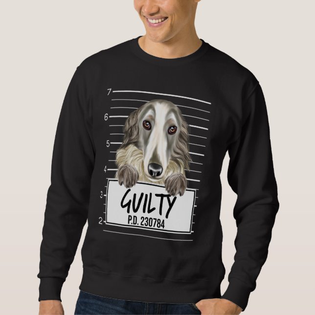 Borzoi Mugshot Guilty Dog Sweatshirt (Front)