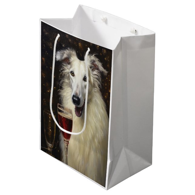 Borzoi New Year Medium Gift Bag (Front Angled)