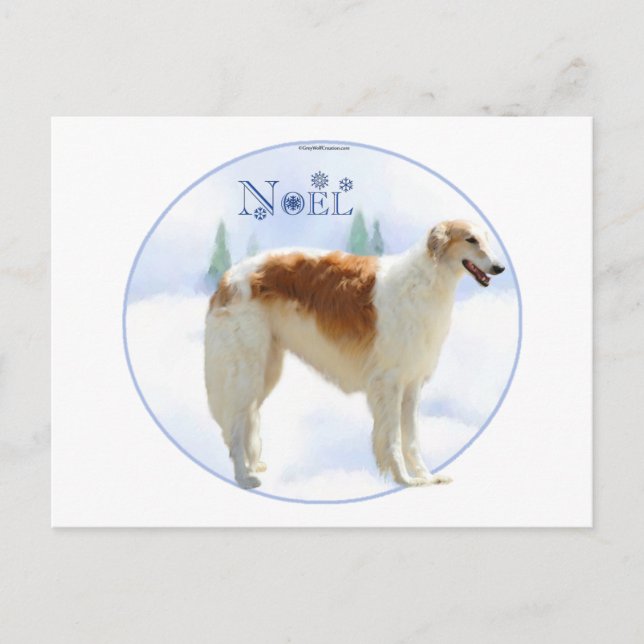 Borzoi Noel Holiday Postcard (Front)