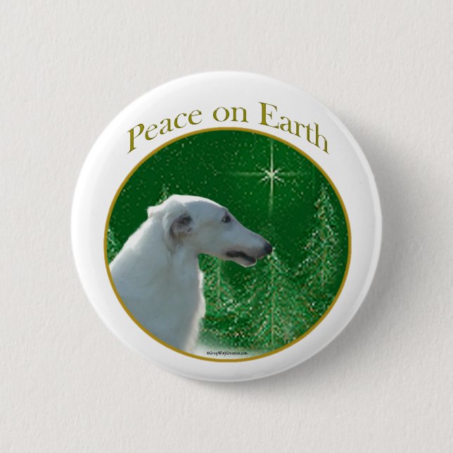 Borzoi Peace 6 Cm Round Badge (Front)