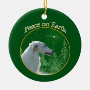 Borzoi Peace Ceramic Tree Decoration