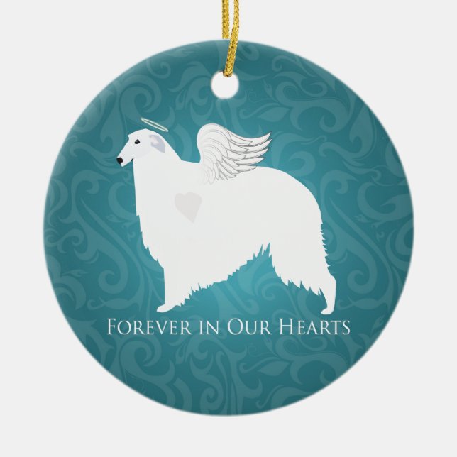 Borzoi Pet Loss Sympathy Design Ceramic Tree Decoration (Front)