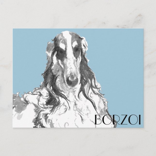 Borzoi Portrait Postcard (Front)
