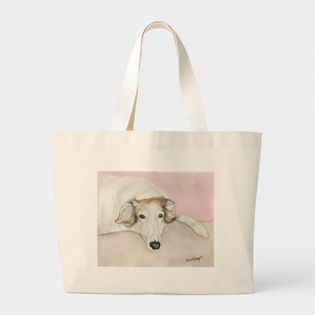 Borzoi Russian Wolfhound  Dog Art Canvas Tote Bag (Front)