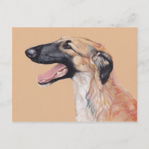 Borzoi Russian Wolfhound Dog Art Postcard