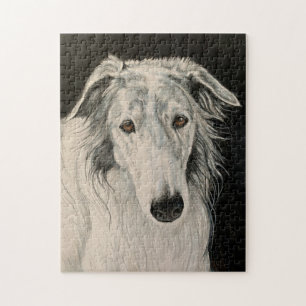 Borzoi Russian Wolfhound Portrait Dog Art Puzzle