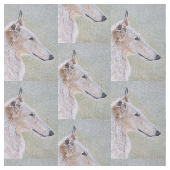 Borzoi Russian Wolfhound Profile Dog Art Fabric (Close Up)