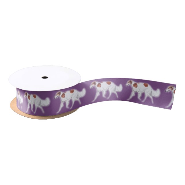Borzoi Russian Wolfhound Trotting Dog Art Ribbon Satin Ribbon (Spool)