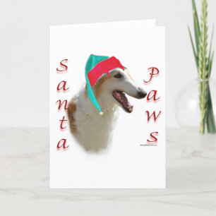 Borzoi Santa Paws Holiday Card