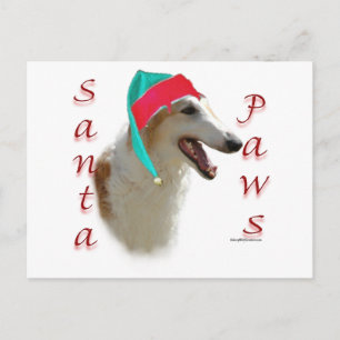 Borzoi Santa Paws Holiday Postcard