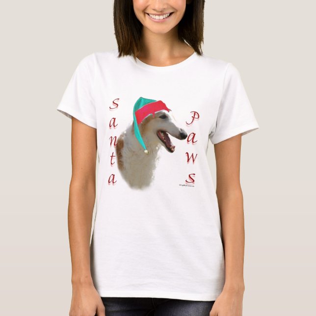 Borzoi Santa Paws T-Shirt (Front)