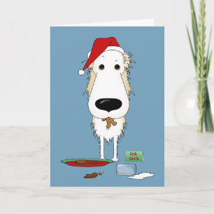 Borzoi Santa's Cookies Holiday Card