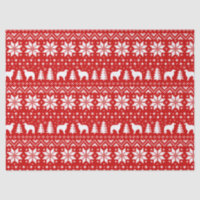 Borzoi Silhouettes Christmas Pattern Red