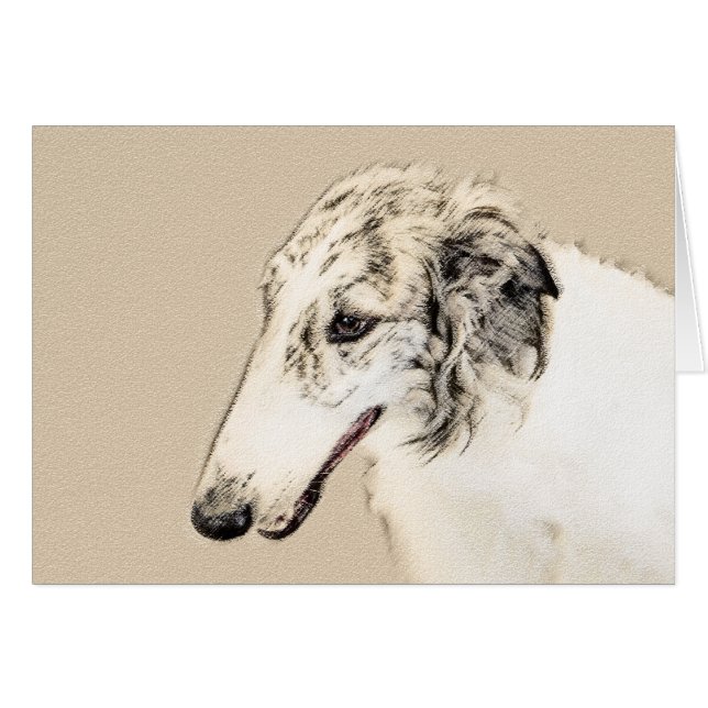 Borzoi (Silver Brindle) Painting Original Dog Art (Front Horizontal)