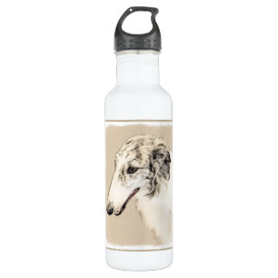 Borzoi (Silver Brindle) Painting Original Dog Art 710 Ml Water Bottle