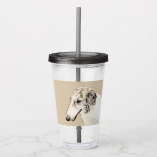 Borzoi (Silver Brindle) Painting Original Dog Art Acrylic Tumbler